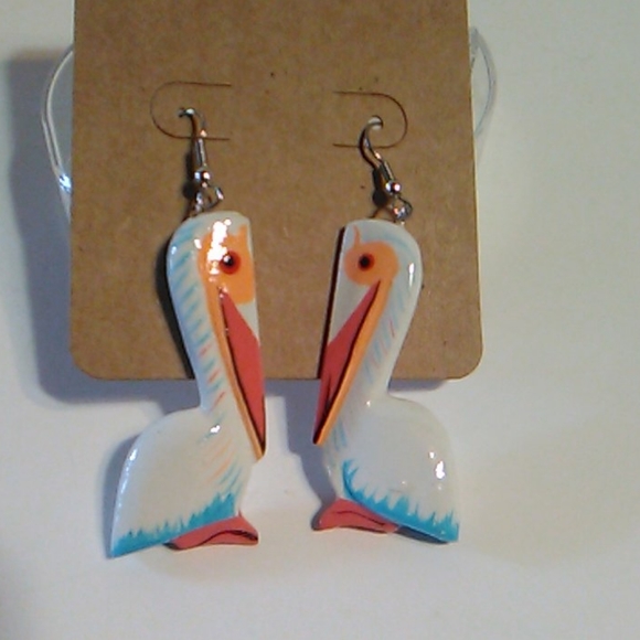 Jewelry - Nwt Wooden Pelican Earrings